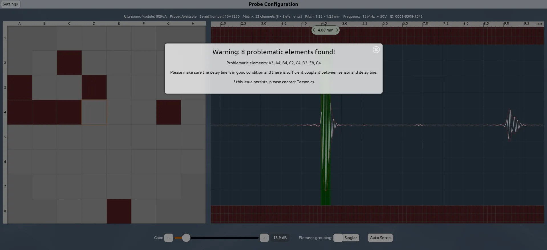 Probe Configuration Warning