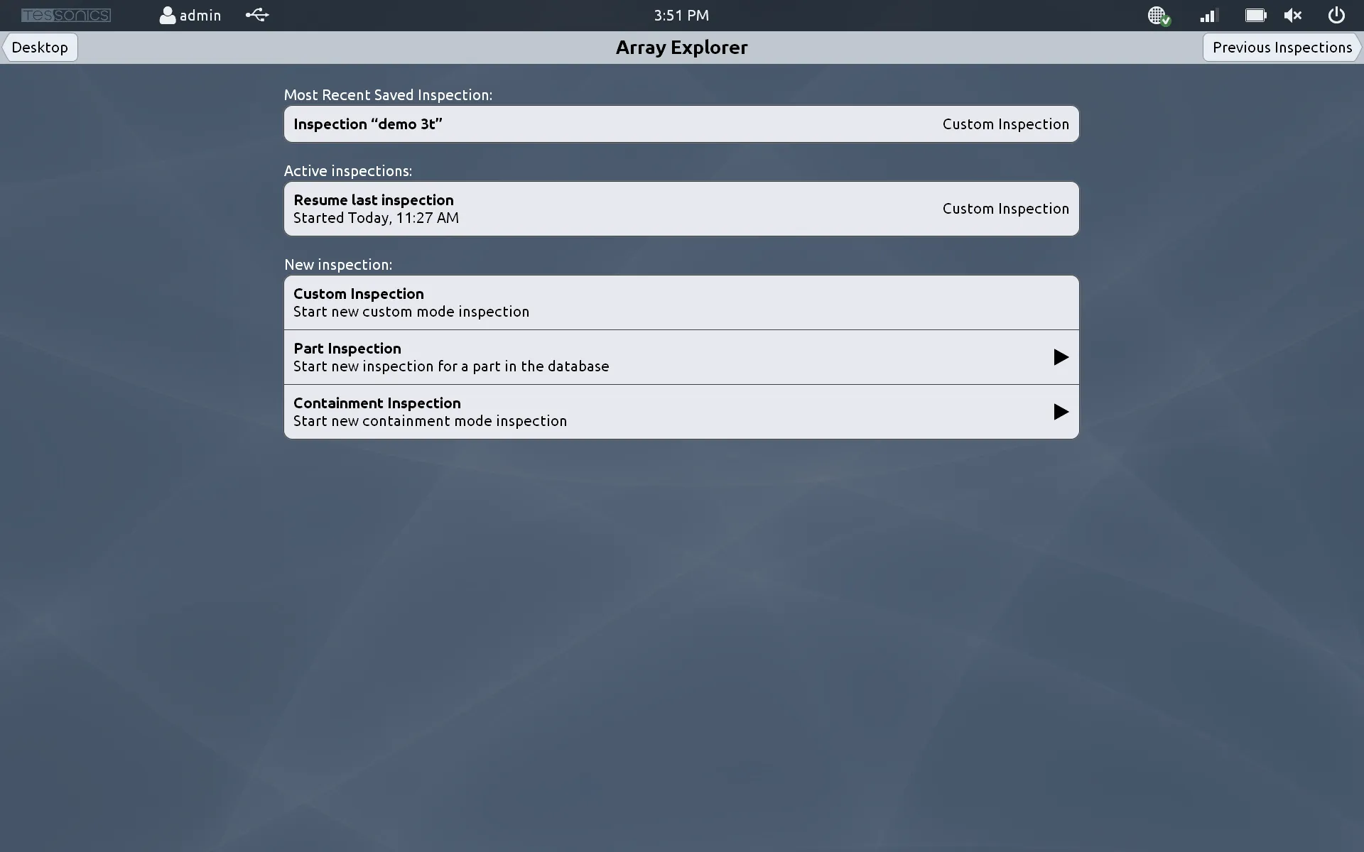 Creating a new inspection