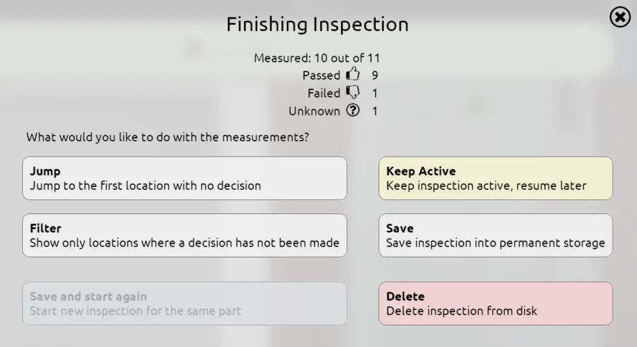 Finishing an Inspection