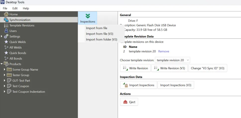 Import Inspection Buttons