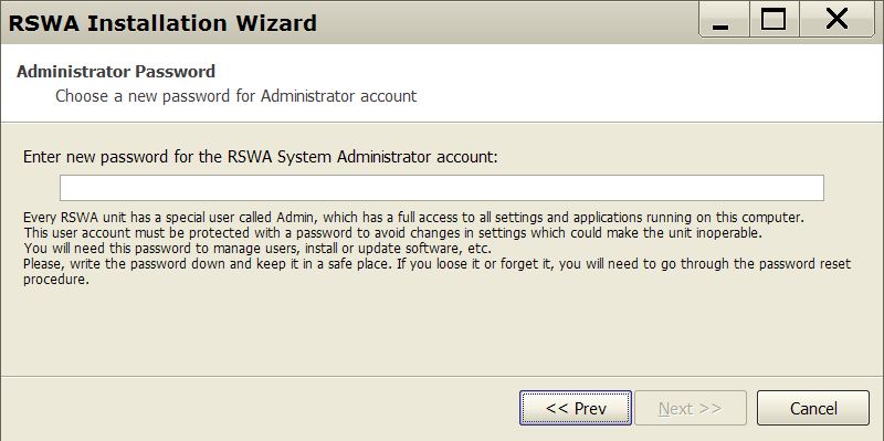 Assigning administrator password