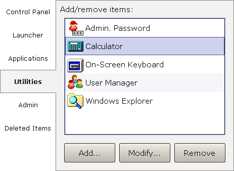 Figure 9. Utilities settings