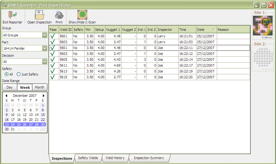 Main window of the Reporter application